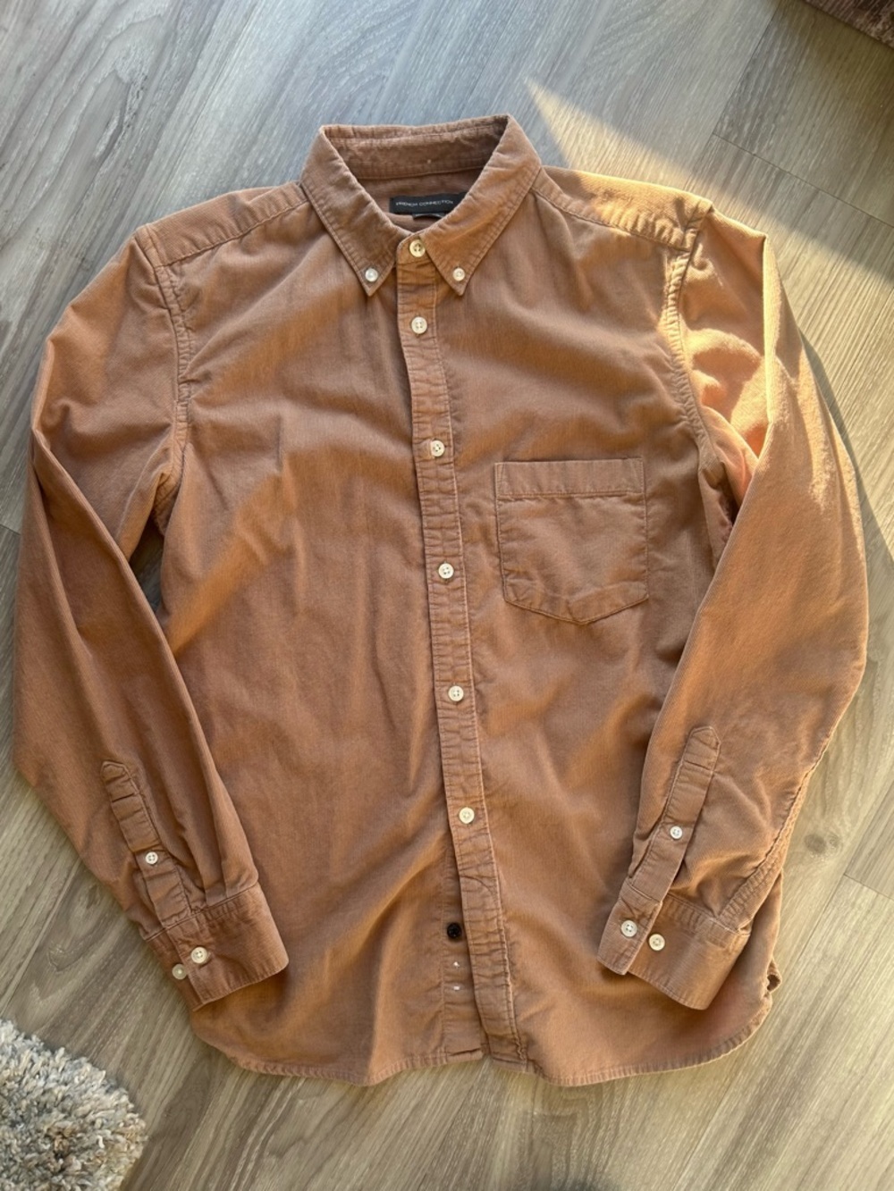French Connection | Slim Fit Corduroy Shirt in Khaki Tan (Small) - Picture 6 of 15